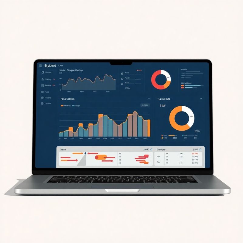 Financijski dashboard s više vrsta grafikona u indigo-tech stilu