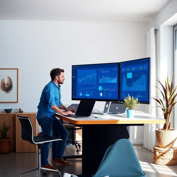 Mali tehnološki tim Studio Horvat u modernom uredu s prikazom vizualizacija podataka